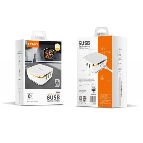 شارژر رومیزی LDNIO A6704 شش پورت USB با فناوری QC 3.0
