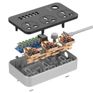 سه پریز برق و کلید روشن خاموش LDNIO SC3604
